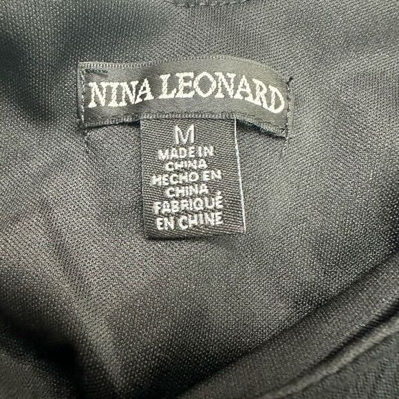 Nina Leonard Women's Size M Cold Shoulder Black Crepe Textured Maxi Dress - Picture 6 of 14